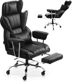 VEVOR Executive Bureaustoel Draaistoel met Hoge Rugleuning en Afneembare Armleuningen, Ergonomische Bureaustoel met Veerkrachtige Schuimkussens voor Werk Studie Gaming Zwart