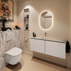 Mondiaz Ture DLux toiletmeubel 120cm linen met wastafel glace midden zonder kraangat