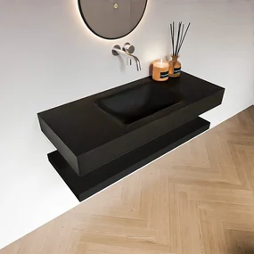 Zaro Alan badmeubel 110cm met planchet urban en vrijhangende wastafel cloud midden zonder kraangat urban