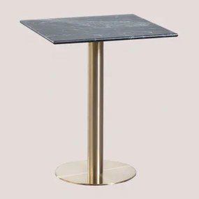 Cosmopolitan Vierkante Marmeren Bartafel Groen Marmer Big Flower & ↔︎ 60 Cm & Champagne Goud - Sklum