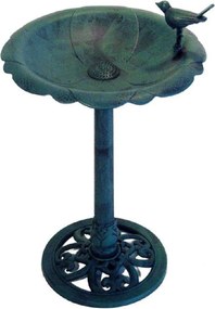 Benelux Waterschaal Met Voet voor Tuinvogels - H 80 cm - Groen/Antiek