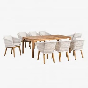 Set Van Rechthoekige Eettafel (200x100 Cm) In Donal Wood En 8 Barker Eetkamerstoelen Gardenia Wit - Sklum