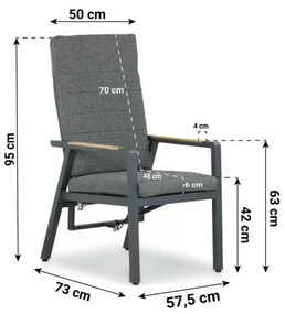 Tuinset 6 personen 240 cm Aluminium/teak Grijs Lifestyle Garden Furniture Marseille/Borello