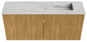 Mondiaz Joya DLux 90cm toiletmeubel oak met wastafel faye rechts zonder kraangat opalo