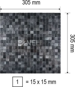 Zelfklevend Mozaiek Quadra Grijs - 30 cm x 30 cm x 0.40 cm | 0.5 kg | Paneli zelfklevende steenstrips