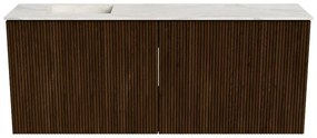 Mondiaz Joya DLux 100cm toiletmeubel walnut met wastafel faye links 1 kraangat ostra