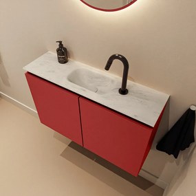 Mondiaz Ture DLux toiletmeubel 80cm fire met wastafel opalo midden met kraangat