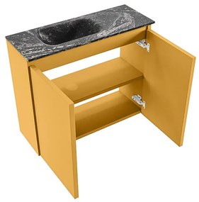 Mondiaz Ture DLux toiletmeubel 60cm ocher met wastafel lava links zonder kraangat