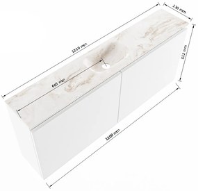 Mondiaz Ture DLux toiletmeubel 120cm ocher met wastafel glace midden zonder kraangat