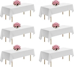 VEVOR 6 x Tafelkleed 1524x2591 mm, Herbruikbare tafelkleedbeschermer, Machinewasbaar Polyester Tafelkleed voor Feesten, Bruiloften, Banketten, Formele Evenementen, Wit