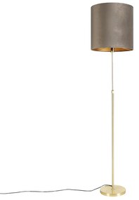 Vloerlamp goud/messing met velours kap taupe 40/40 cm - Parte