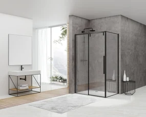 van Rijn ST06 douchecabine met 120cm softclose deur en helder glas matzwart 120x100cm