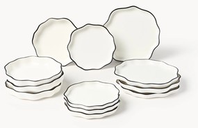 Porseleinen serviesset Bia met ruffles, 4 personen, 12-delig