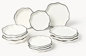 Porseleinen serviesset Bia met ruffles, 4 personen, 12-delig