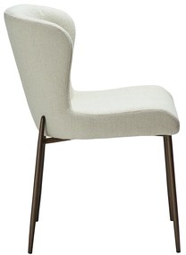 Dan-Form Glam Luxe Eetkamerstoel Boucle Wit En Antique Brass