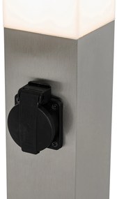 Moderne buitenlamp 45 cm staal met stopcontact IP44 - Malios Design, Modern E27 IP44 Buitenverlichting