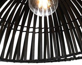 Oosterse booglamp met kap zwart bamboe - Pua