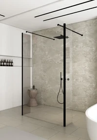 Saniclear Redro vrijstaande douchewand 100cm met zijwanden van 40cm zwart mat