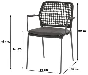 Taste Barista antraciet/Basso 240x100 cm. stapelbare tuinset - 7 delig