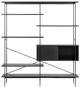 Zwarte Boekenkast Met Opbergruimte - 173x27x188cm.