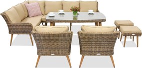 Garden Point tuinmeubelen Bilbao Comida 7 + 2 poefs bruin