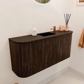 Mondiaz Joya 95cm toiletmeubel ronding links/rechts walnut met wastafel faye midden 1 kraangat urban