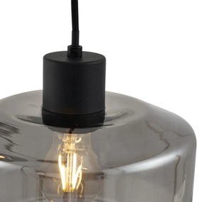 Moderne hanglamp zwart met smoke glas 3-lichts - Sheena Modern E27 rond Binnenverlichting Lamp