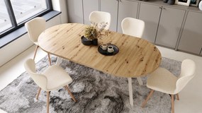 ALDO 100 Eiken Artisan/Beige poten - RONDE LOFT/INDUSTRIËLE TAFEL VOOR WOONKAMER/EETKAMER, UITSCHUIFBAAR