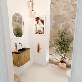 Mondiaz Joya 50cm toiletmeubel ronding links oak met wastafel faye rechts zonder kraangat urban