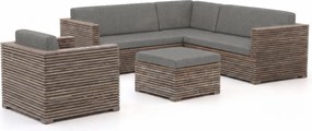 Hoek loungeset ROUGH | 6 personen | Loungeset Old Teak Greywash | Hoekbank Teakhout | Kees Smit Tuinmeubelen