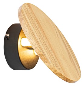 Landelijk wandlamp rond hout - Pulley Landelijk, Design G9 Binnenverlichting Lamp