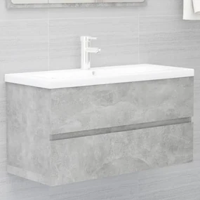 vidaXL Wastafelkast 90x38,5x45 cm spaanplaat betongrijs