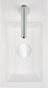 Saqu Square fonteinset met chromen kraan c-uitloop rechts wit mineraalmarmer