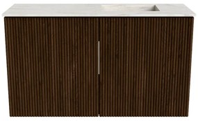Mondiaz Joya DLux 70cm toiletmeubel walnut met wastafel faye rechts zonder kraangat ostra