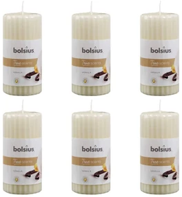 Bolsius Geurkaarsen geribbeld 6 st 120x58 mm vanille