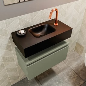 Mondiaz Andor toiletmeubel 60cm army met zwarte wastafel midden met kraangat