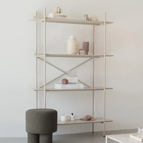 Beige Stellingkast Hout En Metaal - 120x40x180cm.