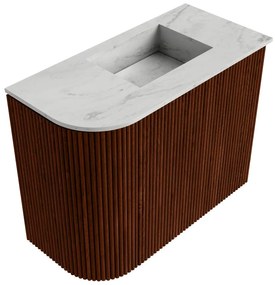 Mondiaz Joya DLux 50cm toiletmeubel ronding links ruby met wastafel faye rechts 1 kraangat opalo