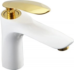 Mexen Lily wastafelkraan, wit/goud - 73600-25