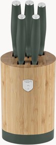 Keukenmessen Matte Green met bamboe houder, 6-delig