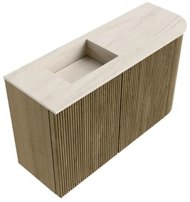 Mondiaz Joya DLux 70cm toiletmeubel ronding rechts dusk met wastafel faye links zonder kraangat meli