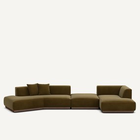 Open bank met hoek rechts met fluwelen voetensteun, JACOPO