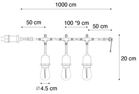 Buitenlamp Prikkabel LED 10 meter 10-lichts helder IP44 - Chill Modern IP44 Buitenverlichting