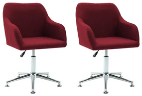 vidaXL Eetkamerstoelen draaibaar 2 st stof wijnrood