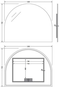 Sanituba Arch spiegel in boogvorm 120x95cm met verlichting