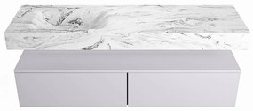 Mondiaz Alan DLux badmeubel 150cm cale 2 lades met wastafel glace links zonder kraangat