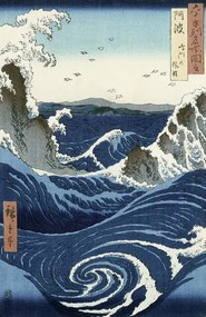 Kunstreproductie View of the Naruto whirlpools at Awa,, Ando or Utagawa Hiroshige