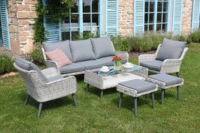 Garden Point tuinmeubelen Bilbao Coffee 5 + 2 poefs wit