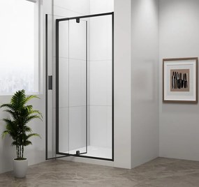 Polysan Easy Black douche draaideur helder glas 100x190cm zwart mat
