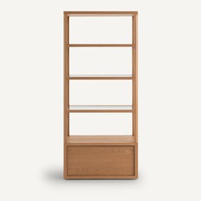 Eikenhouten en gefineerde boekenkast IENA, ontwerp Emmanuel Gallina